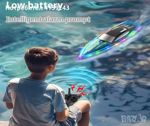 Високоскоростна акумулаторна RC лодка с дистанционно управление, двоен витло, 2.4GHz