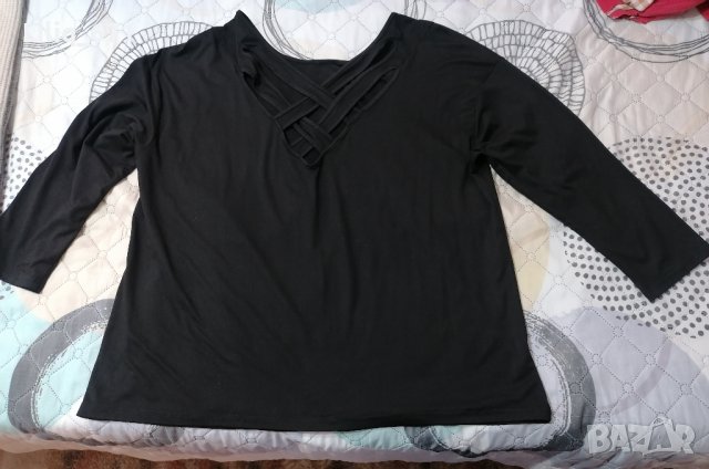 Черна блуза , снимка 2 - Блузи с дълъг ръкав и пуловери - 43584608