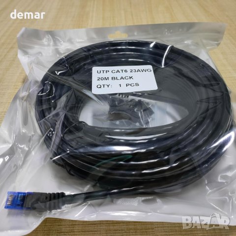 Ethernet кабел 20m, Cat 6 RJ45 1000Mbit/s черен, снимка 8 - Кабели и адаптери - 44015000