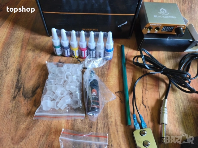 Комплект за татуировки Blackbudda Tattoo Gun kit - професионален комплект 100% работещо..., снимка 9 - Друго оборудване - 51595300