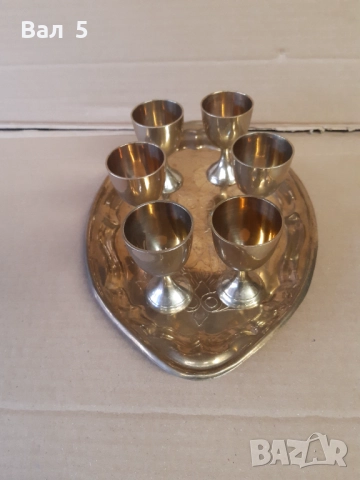 Стар красив бронзов сервиз за ликьор , ракия и други, снимка 5 - Антикварни и старинни предмети - 52415470