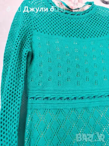 Рокля с камъни от памучно плетиво, снимка 4 - Рокли - 49300672