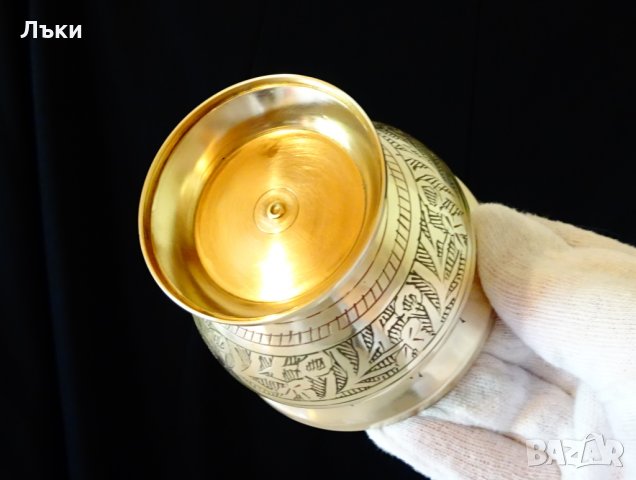 Бронзова чаша за вино,бокал,клетъчен емайл. , снимка 4 - Антикварни и старинни предмети - 32667067