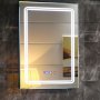Огледало за баня 70х50см с вградено LED осветление, часовник, нагревател, снимка 1 - Огледала - 27505897