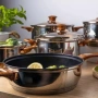 Комплект съдове за готвене от 12 части – Неръждаема стомана, равномерно нагряване и лесна поддръжка, снимка 6