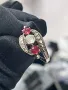 💎 Великолепен античен златен пръстен „Трилогия“ с диаманти и рубини (19-ти век) 💎, снимка 16