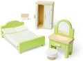 Нов Комплект спалня за кукли от дърво – мини легло, гардероб, тоалетка, снимка 4