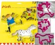 Пипи Дългото Чорапче Маймунката г-н Нилсон и коня кон пластмасов резец форма фондан тесто бисквитки, снимка 1 - Форми - 27154864