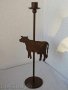  Свещник, метален с крава, животно, фигура, снимка 1