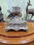 Уникална голяма антикварна кристална купа ваза свещник с бронзова основа , снимка 6