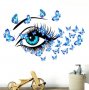 синьо око поглед с пеперуди нежен стикер лепенка декор за стена спалня стая гардероб самозалепващ