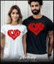 Комплект за двойки  LOVE HEART EMBROIDERY с щампа, снимка 1 - Тениски - 44017237