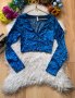 Нова сатенена кроп блуза FB sister, снимка 1 - Блузи с дълъг ръкав и пуловери - 44082324