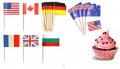 25 бр хартиени коктейлни знамена флагчета клечки Америка Канада Англия Франция Германия Австралия  