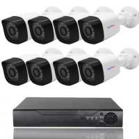 Комплект с 8 HD камери 2MPX- Lite и DVR, AHD, IR, Външен монтаж Вътрешен, снимка 1 - Комплекти за видеонаблюдение - 39160552