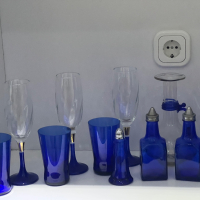 Комплект оливерник синьо стъкло , снимка 5 - Прибори за хранене, готвене и сервиране - 44847582