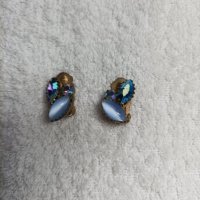 Винтидж обеци с цветни камъчета , снимка 1 - Обеци - 38735278