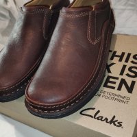 Удобни мъжки /юношески/ половинки от естествена кожа CLARKS №39 1/2, снимка 3 - Ежедневни обувки - 43182327