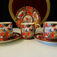 Чаша с чиния японски порцелан Eiwa Kinsei,злато,пауни. , снимка 9 - Антикварни и старинни предмети - 37925311
