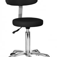 Козметичен/фризьорски стол - табуретка с облегалка Fast+ 55/74 см - черна/бяла/зелена