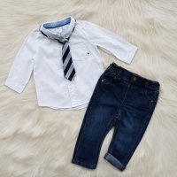 Детски официален комплект 6-9 месеца дънки риза и вратовръзка, снимка 2 - Комплекти за бебе - 40774830
