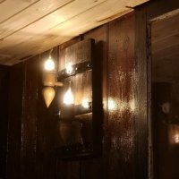 Двоен аплик-стенна лампа от автентични реставрирани бъчви с дървени чашки!, снимка 11 - Лампи за стена - 15789068