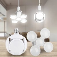 Сгъваема LED лампа с форма на футболна топка 60W, 6500K, стандартна фасонка E27, снимка 1 - Лампи за таван - 35230652