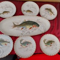 Френски порцеланов комплект за риба, снимка 2 - Чинии - 38494792