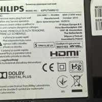 Philips 43PUT4900/12 със счупен екран-715G7673-M0E-000-005K/715G6677-P02 / TPT430U3-EQYSHM.G REV:S1C, снимка 2 - Части и Платки - 44843921