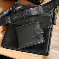 Мъжка чанта+портфейл от естествена кожа с тик так закопчаване, снимка 2 - Чанти - 42945648