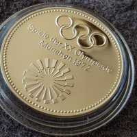 1972 Мюнхен Сребърен Немски медал плакет Oz унция монета RRR, снимка 2 - Нумизматика и бонистика - 38114143