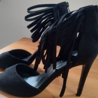 Черни дамски сандали, снимка 4 - Дамски обувки на ток - 43078742