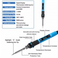 Професионален поялник 80W с електронно регулиране на температурата от 180 - 500 градуса, снимка 5 - Други инструменти - 35562422