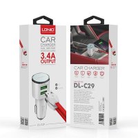 12V Зарядно за iPHONE LDNIO DL- C29/2 PORT USB/3.4A/ iPHONE, снимка 1 - Зарядни за кола - 32795234