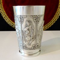 Чаша,халба от калай,ловна тема. , снимка 4 - Антикварни и старинни предмети - 37783626
