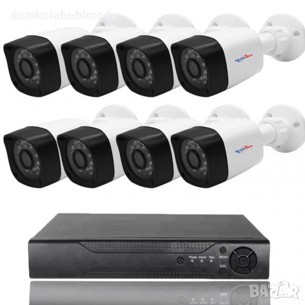 Комплект с 8 HD камери 2MPX- Lite и DVR, AHD, IR, Външен монтаж Вътрешен, снимка 1