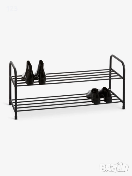 Стелаж/ шкаф за обувки метален,, 2 рафта, черен, снимка 1