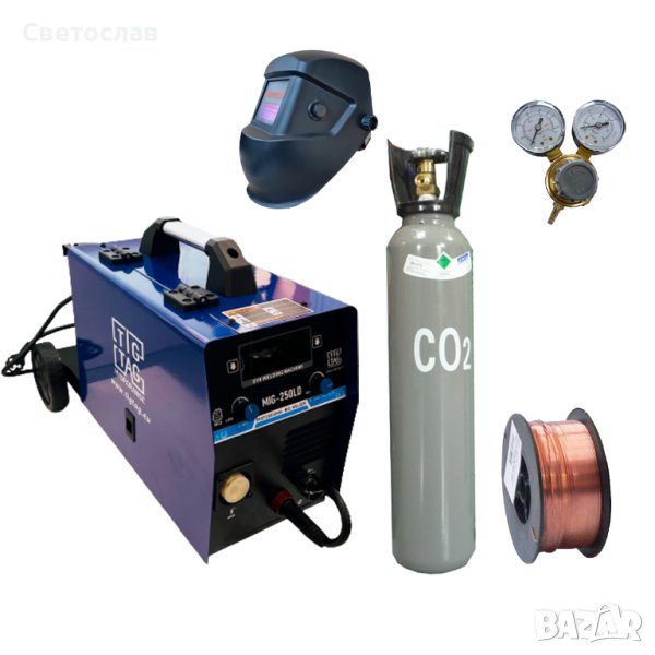 Телоподаващ синергичен апарат MIG250LD с количка комплект пълен, снимка 1