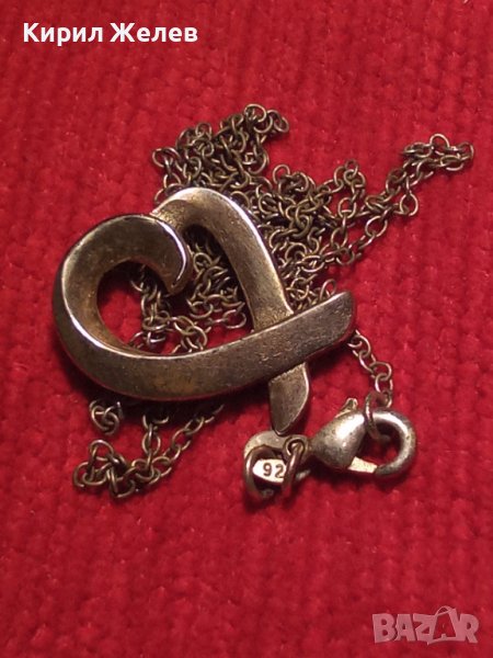 СЪРЦЕВИДНО КРАСИВО СРЕБЪРНО МОДНО КОЛИЕ с МЕДАЛЬОН СРЕБРО 925 ДИЗАЙНЕРСКИ АРТ МОДЕЛ 36458, снимка 1