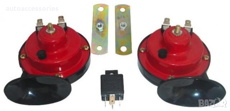 3000048186 Клаксон тромба охлюв 12V + реле нисък и висок тон, снимка 1