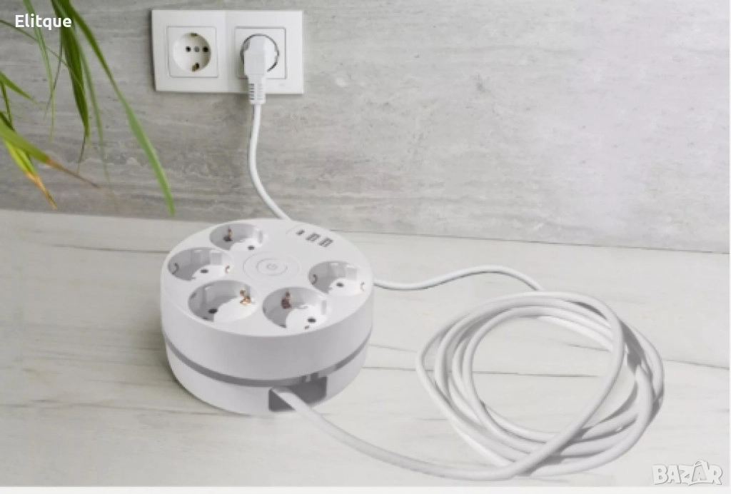 Кабелна макара Technaxx, с множество гнезда, удължителен кабел 140 cm, USB 5x 230V, снимка 1