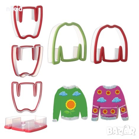Зимна блуза пуловер пластмасов резец форма за тесто бисквитки фондан украса декорация, снимка 1