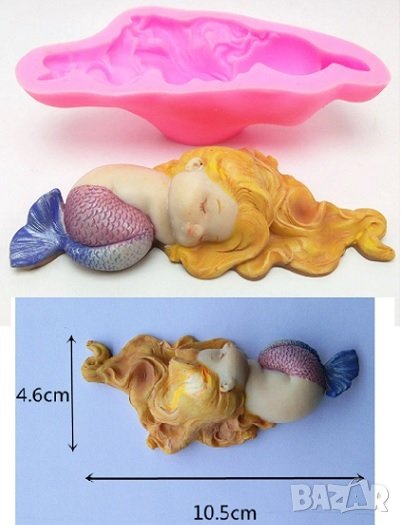 3D Заспало момиченце русалка силиконов молд форма за декорация и украса торта фондан шоколад гипс , снимка 1
