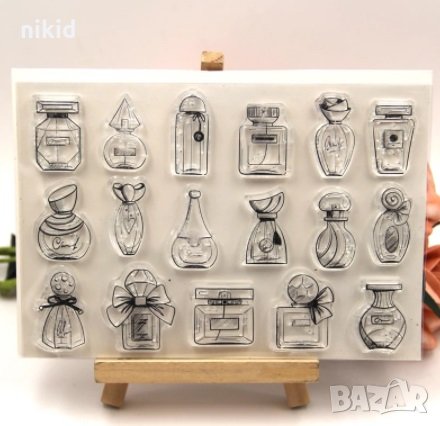 Парфюм парфюми силиконов гумен печат декор украса за бисквитки фондан Scrapbooking, снимка 1