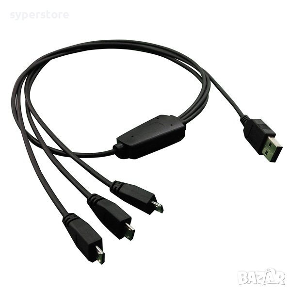 Кабел USB2.0 A-3xMicro B, M/M,0.8m SS301097, снимка 1