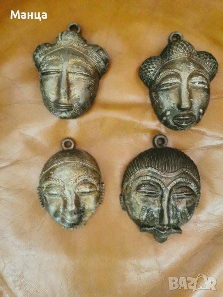 Африкански бронзови маски Бауле, снимка 1