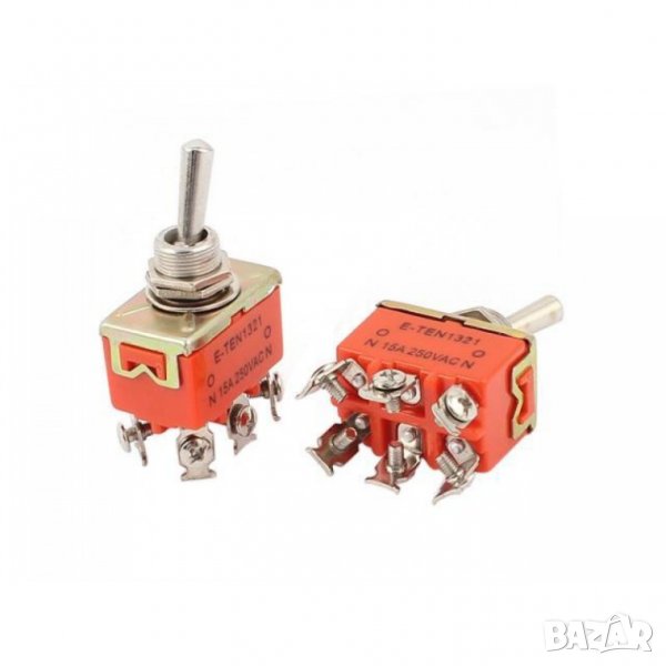 E-TEN1321 AC 250V 15A DPDT ON-OFF 2 Position M12 Latching Toggle Switch, снимка 1