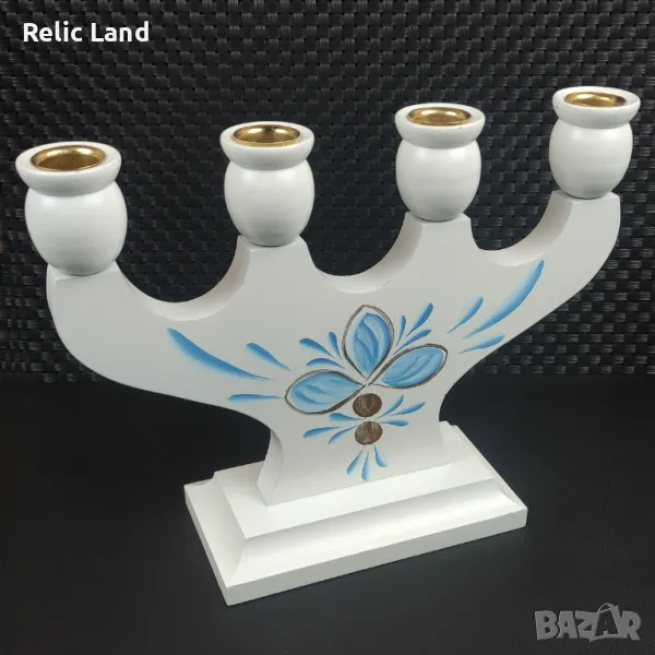 Скандинавски дървен свещник, снимка 1