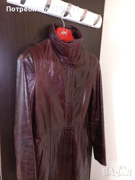 Кожено манто с подплата, Овча кожа, Размер 40 / М, цвят бордо, снимка 1