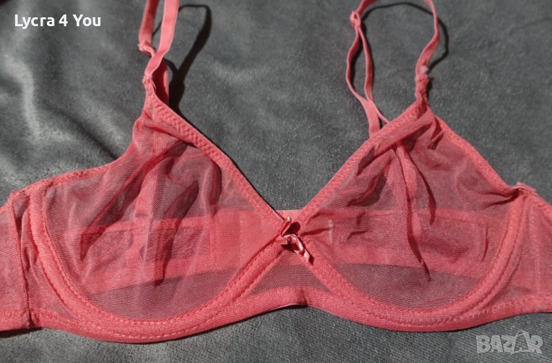 Тюлен сутиен с прозрачни чашки в цвят 'диня', снимка 1